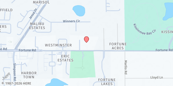 Map showing Iglesia De Dios Pentecostal M.I. Kissimmee at 2519 Fortune Rd., Kissimmee, FL
