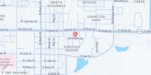 Map showing Kissimmee Spanish Seventh-Day Adventist Church at 1219 Ingram St., Kissimmee, FL