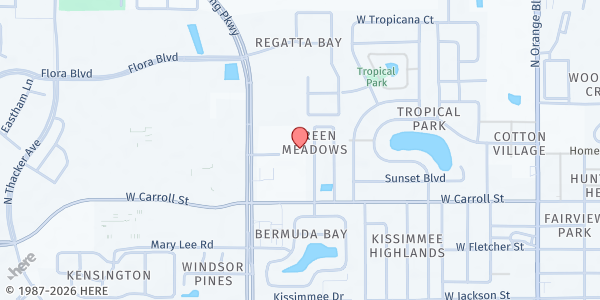 Map showing New Birth Church at 1143 Parnell St., Kissimmee, FL