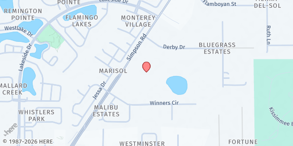 Map showing Primera Iglesia Cristiana en Kissimmee Asambleas de Dios at 2031 Simpson Rd., Kissimmee, FL