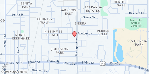 Map showing Solid Rock Community Church at 1904 Michigan Avenue, Kissimmee, FL