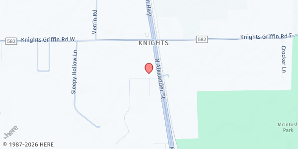 Map showing Full Gospel Fellowship Church at 1306 McLin Drive, Knights Community Club, FL