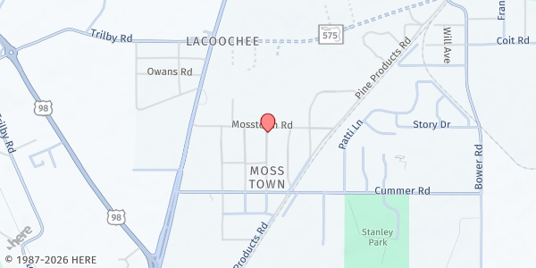 Map showing The Glorious Experience Church of God at 20714 Center St., Lacoochee, FL