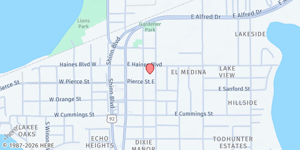 Map showing FBC Lake Alfred at 280 E Pierce St, Lake Alfred, FL