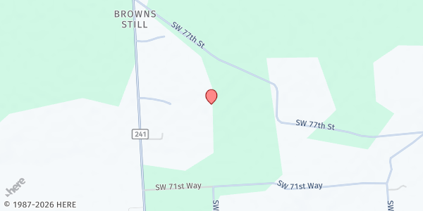 Map showing Promised Land Family Ministries at 6886 SW 74th Way, Lake Butler, FL