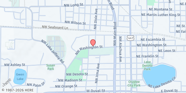 Map showing Christian Service Center at 421 NW Washington St, Lake City, FL