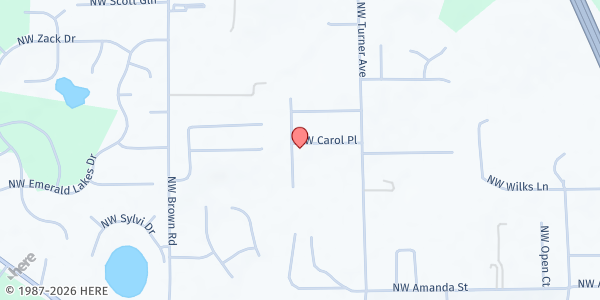 Map showing Evangel Deliverance Miracle at 256 NW Carol Place, Lake City, FL