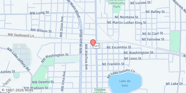 Map showing LAD Soup Kitchen at 127 NW Escambia Street, Lake City, FL