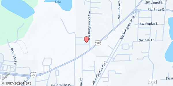 Map showing Worship Room Inc. at 162 NW Ridgewood Avenue, Lake City, FL