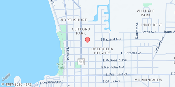 Map showing Lake County Missions Thrift Store at 415 N. Grove St., Lake County, FL