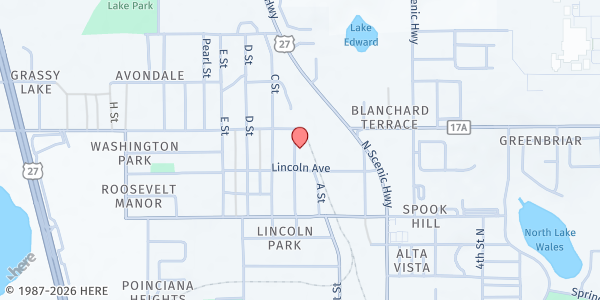 Map showing B Street Community Service Center at 230 B Street, Lake Wales, FL