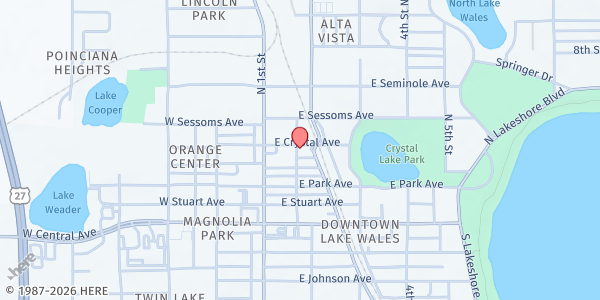 Map showing Lake Wales Community Kitchen at 200 East Crystal Avenue, Lake Wales, FL