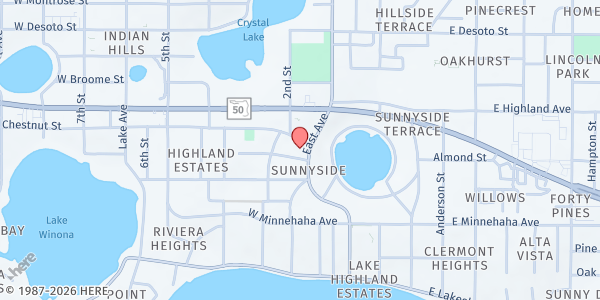 Map showing SOUTH LAKE PRESBYTERIAN CHURCH at 131 Chestnut Street, Lake Wales, FL