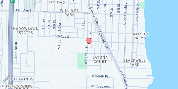 Map showing Arms of Hope Community, Inc. at 1512 Wingfield St., Lake Worth, FL