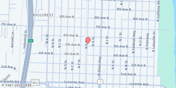 Map showing Eglise De La Mission Semence Inc. at 508 N. G St., Lake Worth, FL