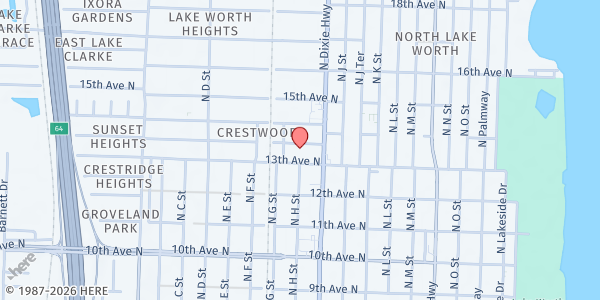 Map showing Farmworker Coordinating Council - Lake Worth at 1123 Crestwood Blvd, Lake Worth, FL