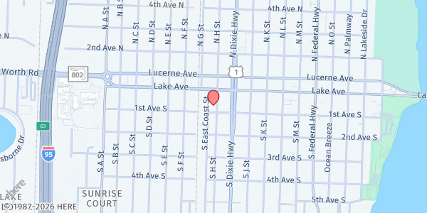 Map showing Hands Together for Haitians at 25 S. H St., Lake Worth, FL