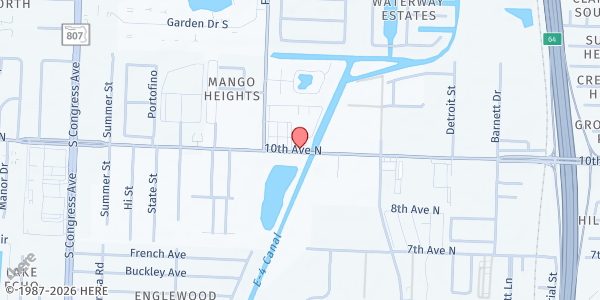 Map showing Iglesia Nuevos Comienzos at 2419 10th Ave N., Lake Worth, FL