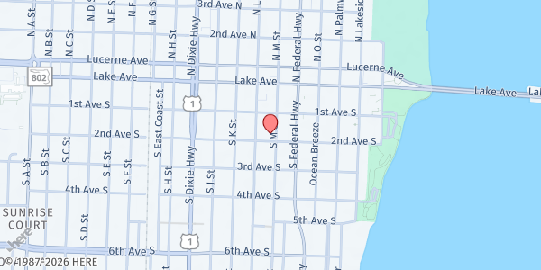 Map showing Restoration Bridge International - Lake Worth at 127 S. M St., Lake Worth, FL