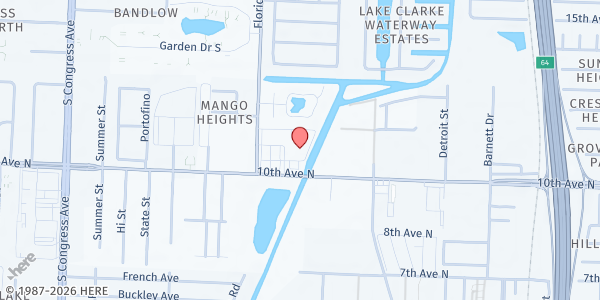 Map showing Temple de la Restoration LW at 2417 10th Ave N, Lake Worth, FL