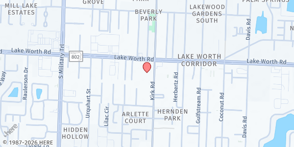 Map showing The Salvation Army - Lake Worth Corps at 4051 Kirk Rd., Lake Worth, FL