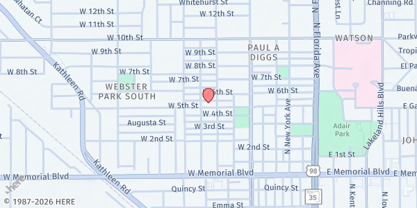 Map showing Dream Center of Lakeland at 635 W. 5th St., Lakeland, FL