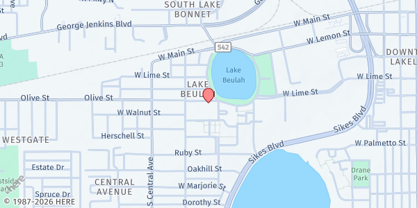 Map showing Faith Celebration Church at 1010 Olive Street, Lakeland, FL
