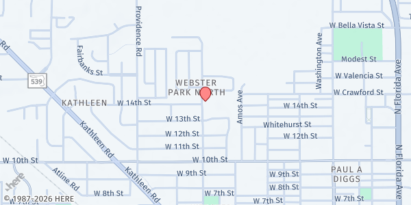 Map showing Harmony MBC Food Pantry at 1645 N Webster Ave, Lakeland, FL