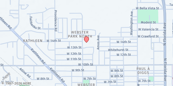 Map showing Harmony Missionary Baptist Church at 1645 N. Webster Ave., Lakeland, FL