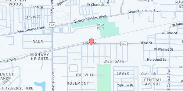 Map showing Harvest Time Ministry Outreach - Lakeland at 1824 Olive Street, Lakeland, FL