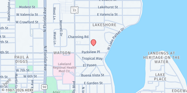 Map showing Lakeland Seventh-Day Adventist Church at 1435 Gilmore Avenue, Lakeland, FL