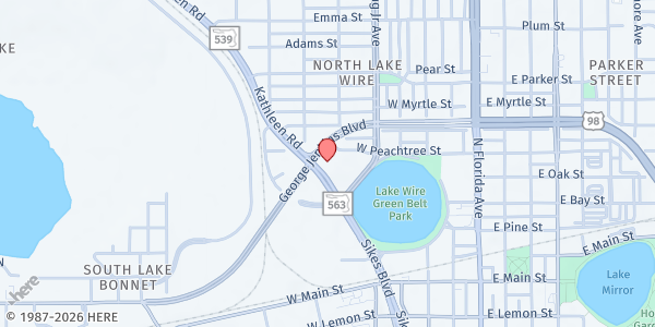 Map showing Lakeland Volunteers In Medicine Mobile Pantry at 600 West Peachtree Street, Lakeland, FL