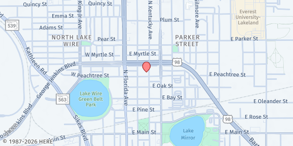 Map showing LIGHTHOUSE MINISTRIES-LAKELAND at 215 E. Magnolia St., Lakeland, FL