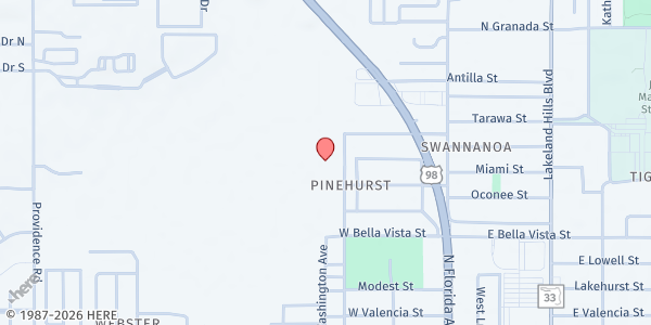 Map showing New Bethel AME Lakeland at 2122 Martin L King Jr Ave., Lakeland, FL