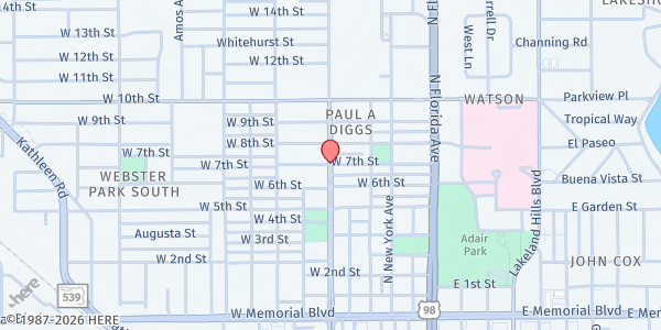 Map showing New Bethel Lakeland Social Services at Martin L King Junior Avenue, Lakeland, FL