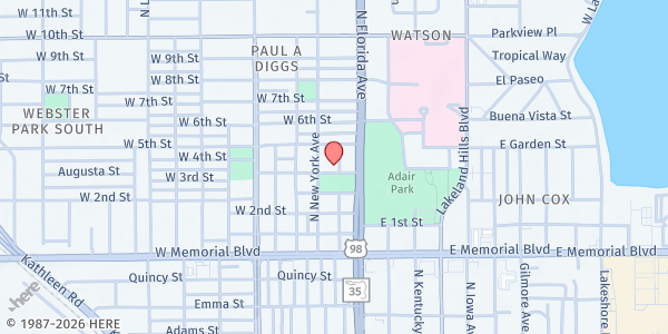 Map showing New Jerusalem MBC at 1125 N. New York Ave., Lakeland, FL