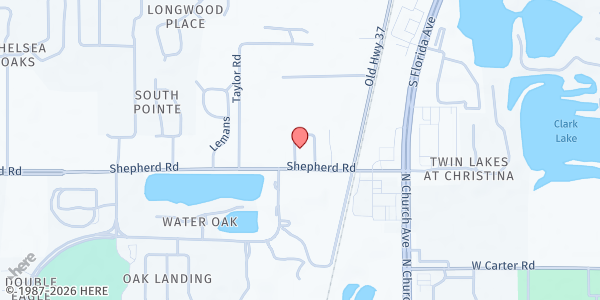 Map showing Shepherd Road Presbyterian Church at 1217 Shepherd Rd., Lakeland, FL