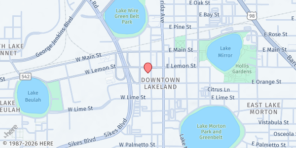 Map showing St. Joseph Catholic Church at 210 West Lemon Street, Lakeland, FL