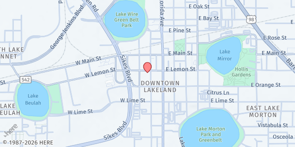 Map showing St. Joseph Outreach (Lakeland) at 210 W Lemon St, Lakeland, FL