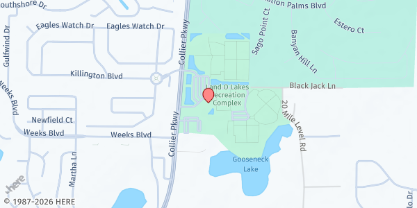 Map showing Land O' Lakes Recreation Complex at 3032 Collier Parkway, Land O' Lakes, FL