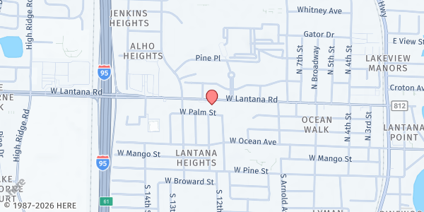 Map showing First Baptist Church of Lantana at 1126 W. Lantana Rd., Lantana, FL