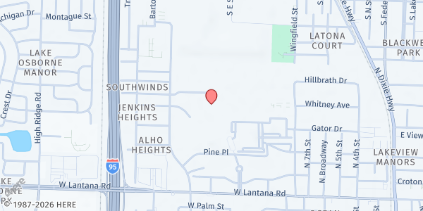 Map showing Florida Department of Health - Lantana/Lake Worth at 1250 Southwinds Dr., Lantana, FL