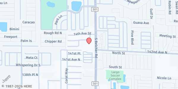 Map showing Abundant Life Ministries at 1550 S. Belcher Rd., Largo, FL