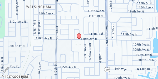 Map showing BEAMING HOPE CHURCH at 11035 110th Avenue North, Largo, FL