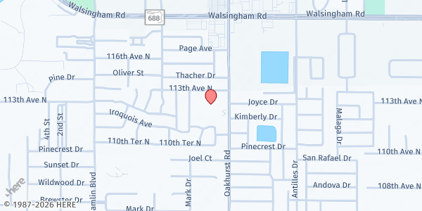 Map showing Christ The King Lutheran Church at 11220 Oakhurst Road, Largo, FL