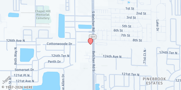 Map showing Disability Achievement Center - Largo at 12552 South Belcher Road, Largo, FL