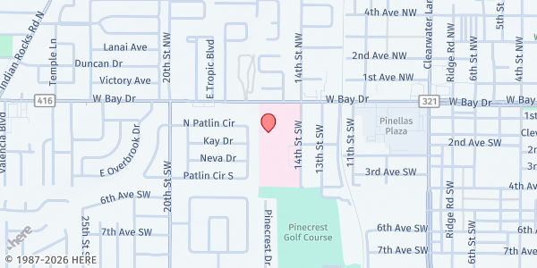 Map showing Largo Medical Center at 1551 West Bay Drive, Largo, FL