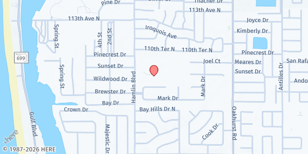 Map showing St. Jerome Lifeline Ministry at 10895 Hamlin Boulevard, Largo, FL