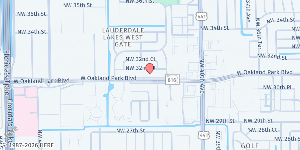 Map showing International Faith Christian Fellowship Church at 4351 W. Oakland Park Blvd., Lauderdale Lakes, FL