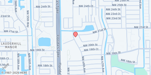 Map showing Christian Community Church of God at 2052 NW 49th Ave., Lauderhill, FL